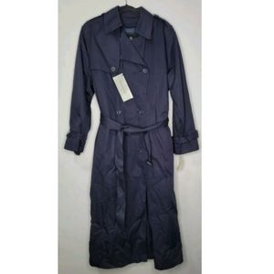 NEW London Fog Size 10 Tall Navy Blue Trench Coat